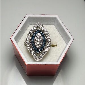 Elegant Silver and Blue Statement Ring